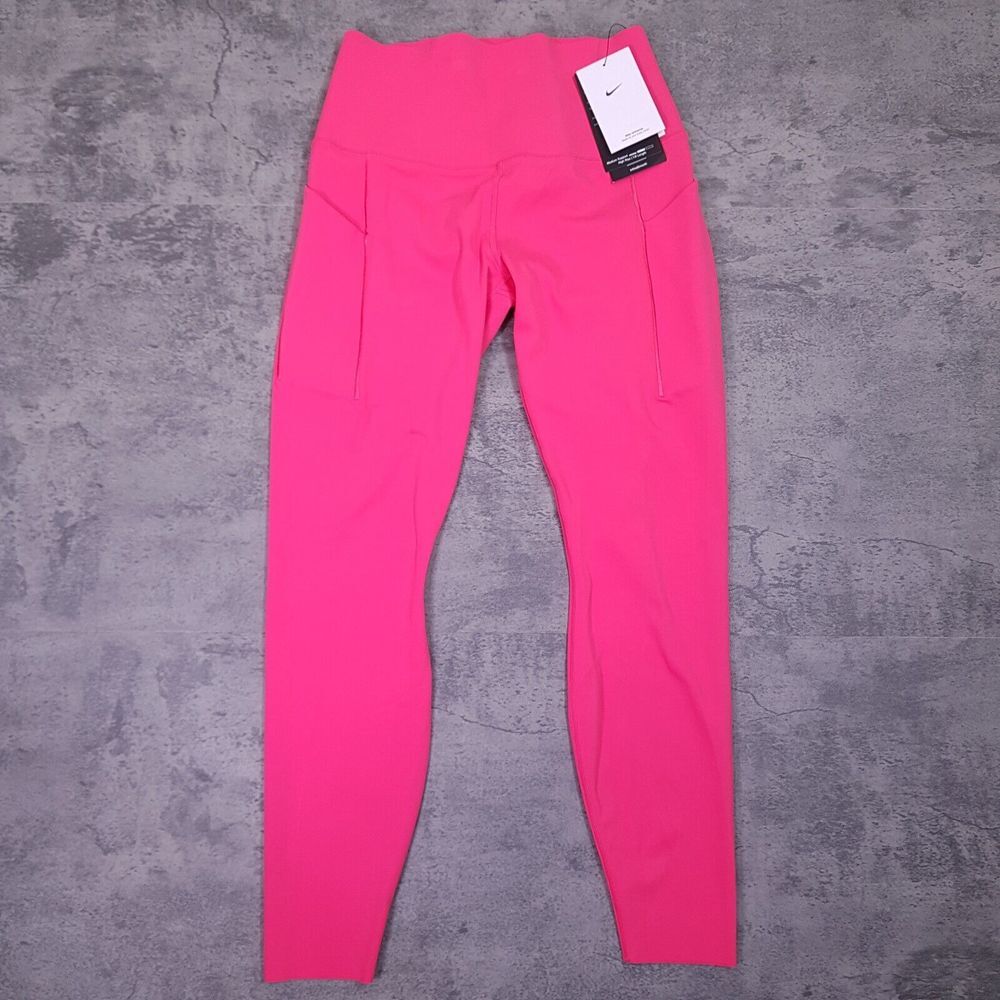NIKE Universa High Waist 7/8 Leggings w/ Pockets Womens SMALL Pink‎ Yoga Gym